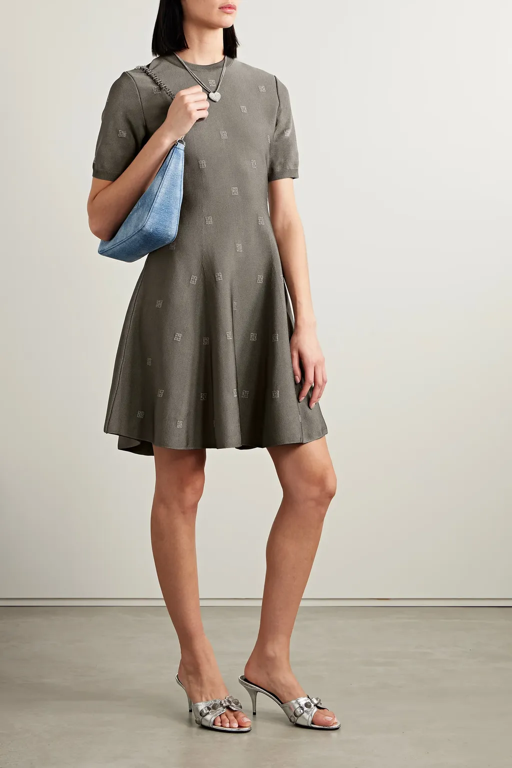 4G-Motif Flared Minidress