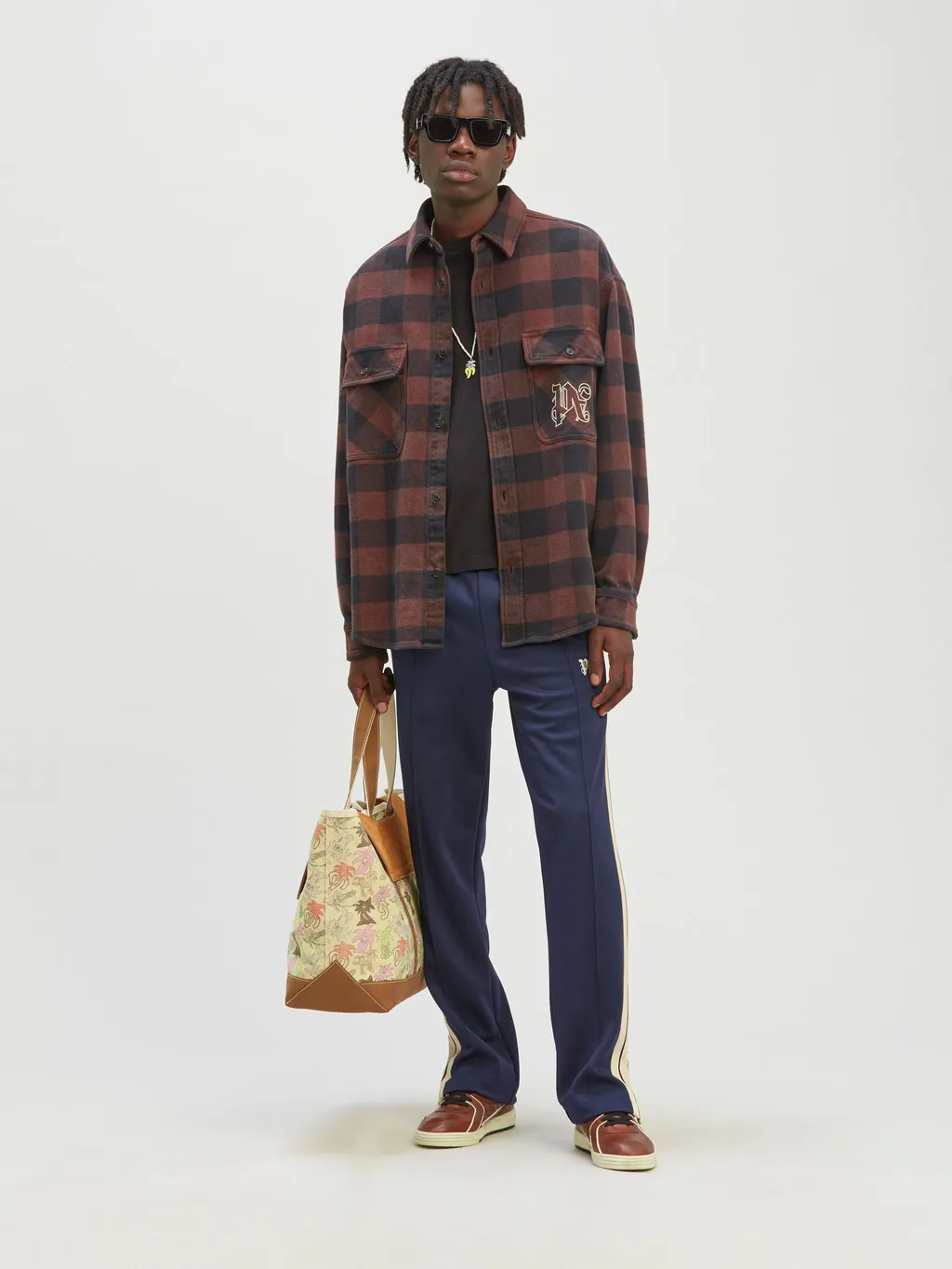 Palm Angels Pa Monogram Embroidered Checked Shirt
