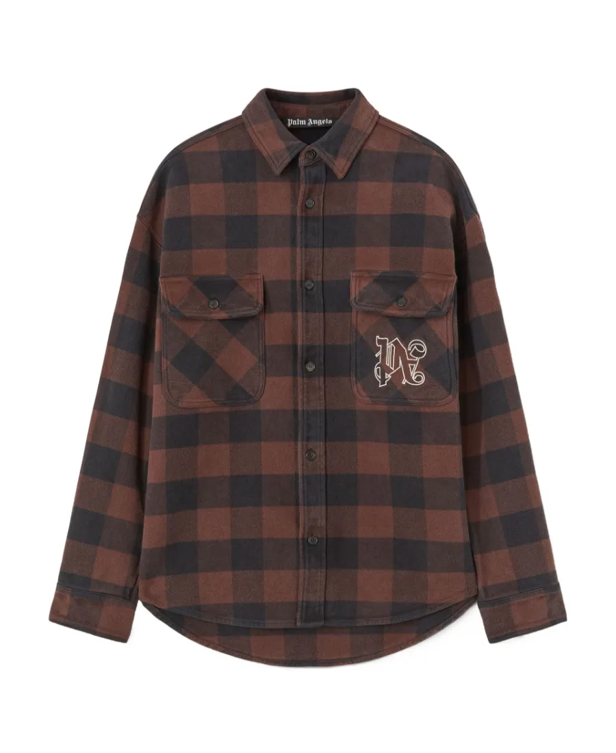 Palm Angels Pa Monogram Embroidered Checked Shirt