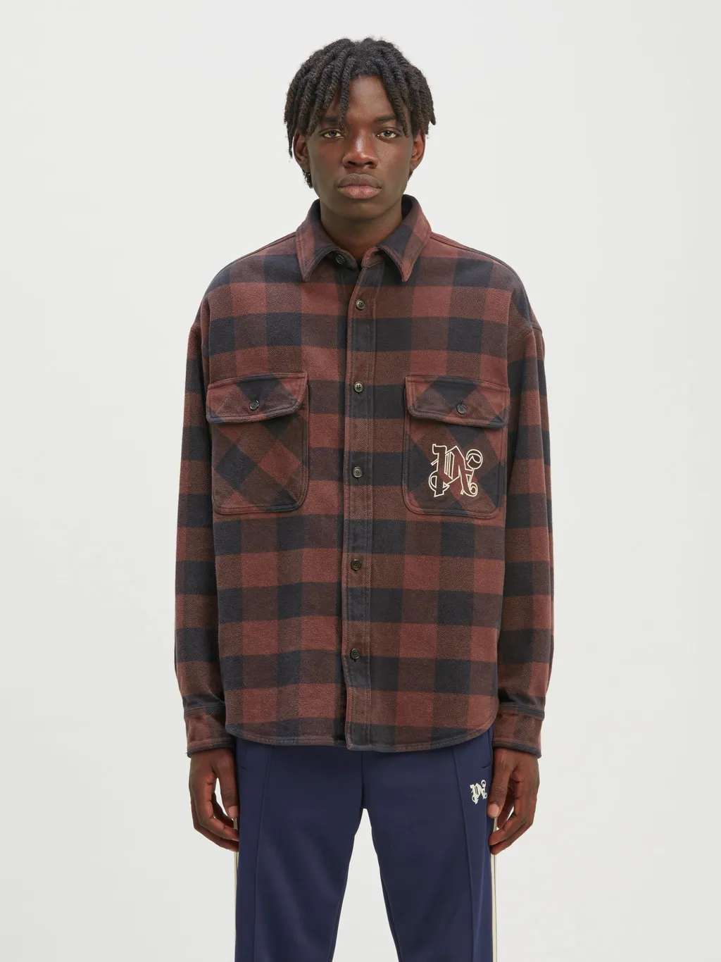 Palm Angels Pa Monogram Embroidered Checked Shirt
