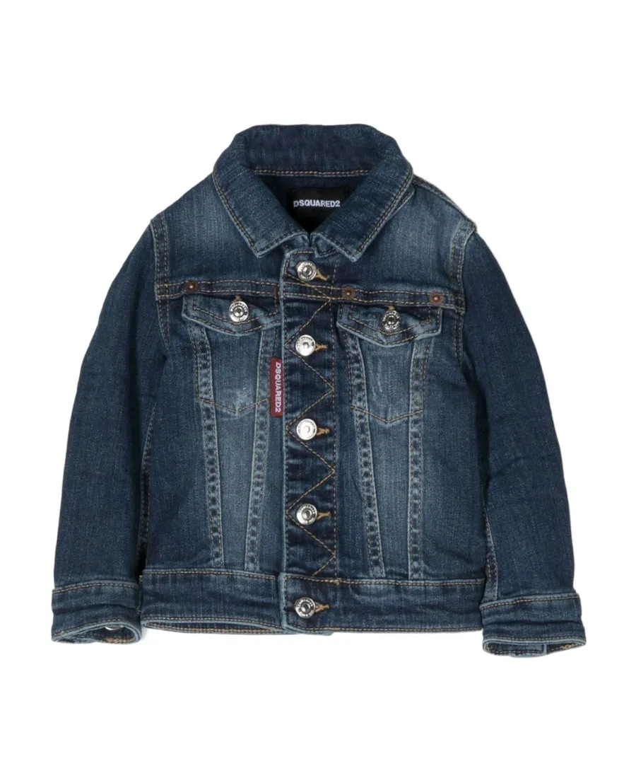 Single-Breasted Long-Sleeved Denim Coat