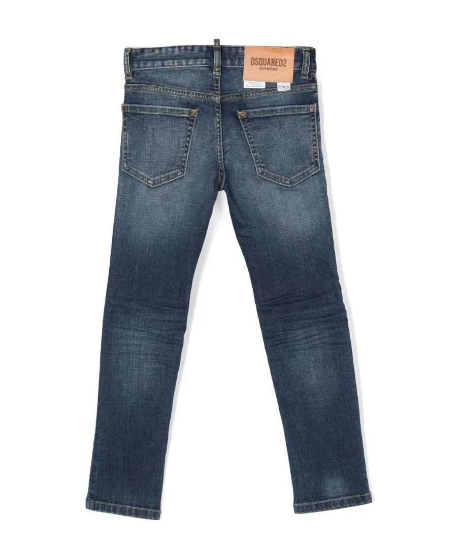 Faded Imitation Denim Pants