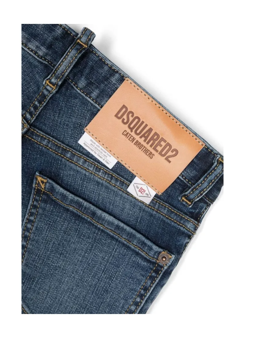 Faded Imitation Denim Pants