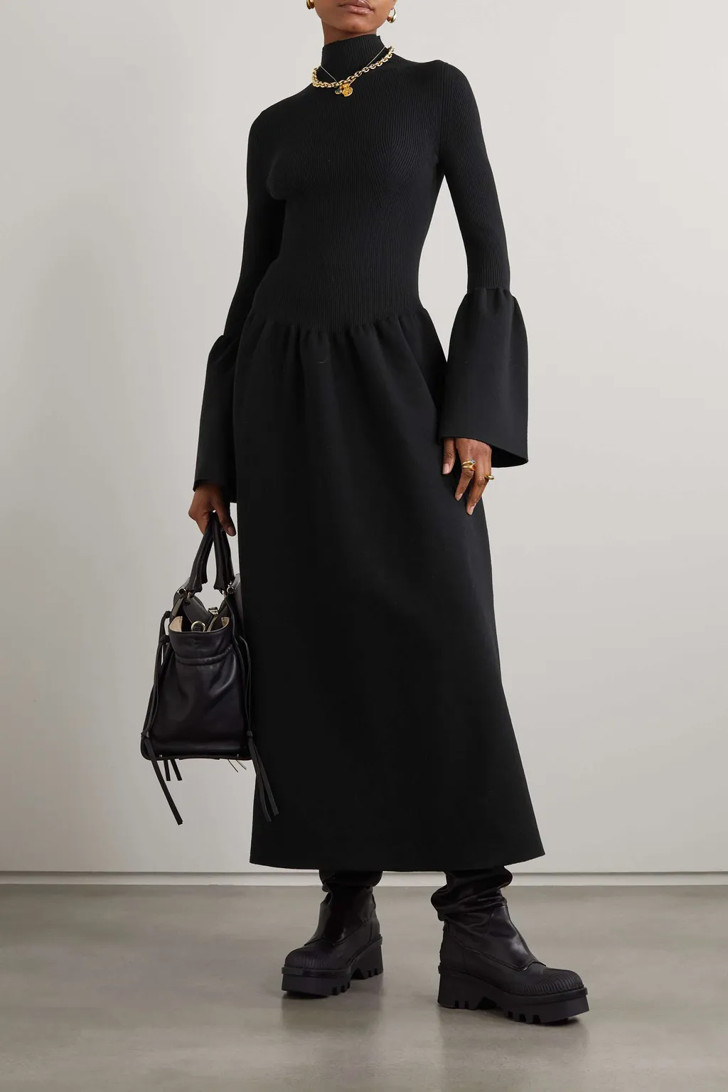 Long-Sleeved High-Necked Dress