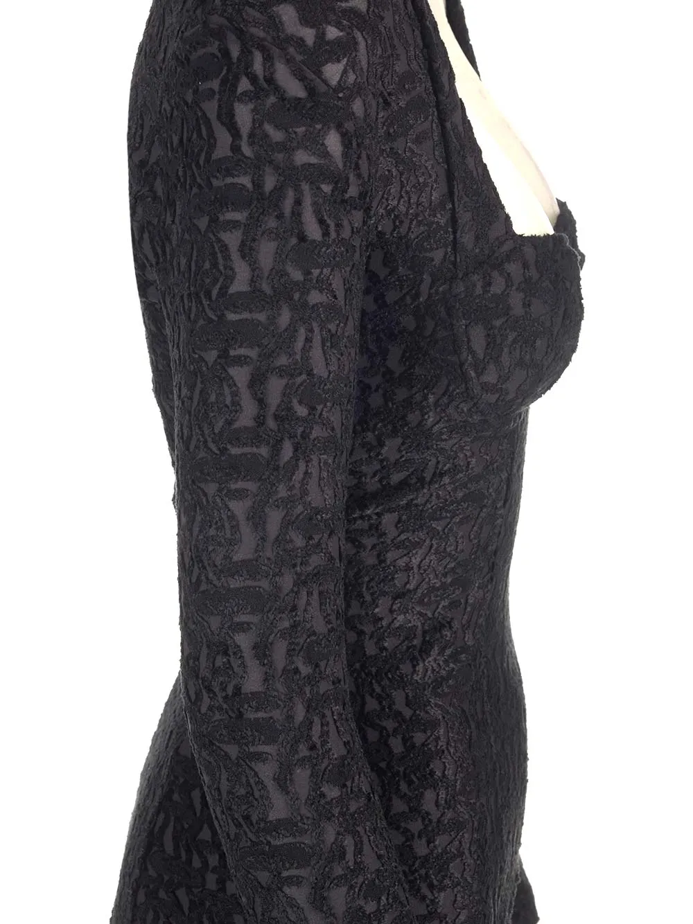 Patterned-Jacquard Velvet Top