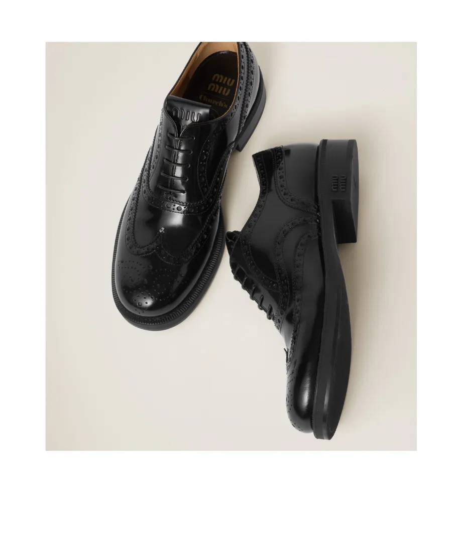Church's X Miu Miu Brushed Leather Oxford Brogue Shoes