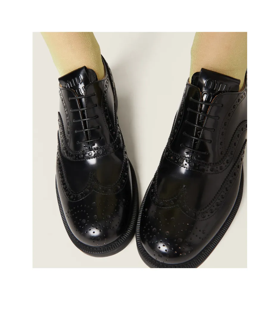 Church's X Miu Miu Brushed Leather Oxford Brogue Shoes