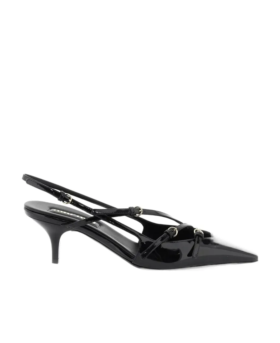 70Mm Patent Leather Slingback Pumps