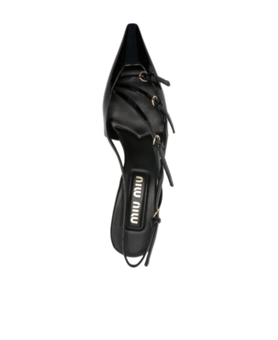 70Mm Patent Leather Slingback Pumps