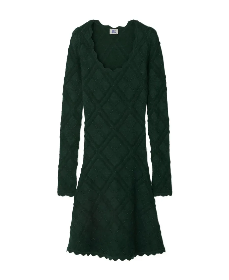 Burberry Long Sleeved Check Pattern Dress