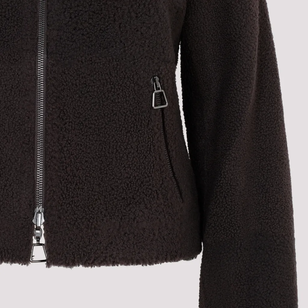 Shearling-Collar Leather Jacket