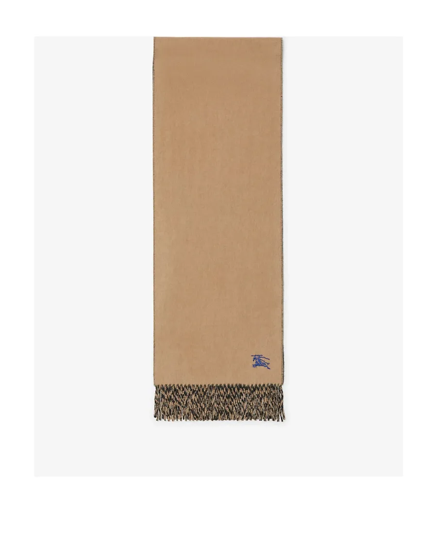 Burberry Ekd Embroidered Fringed Scarf