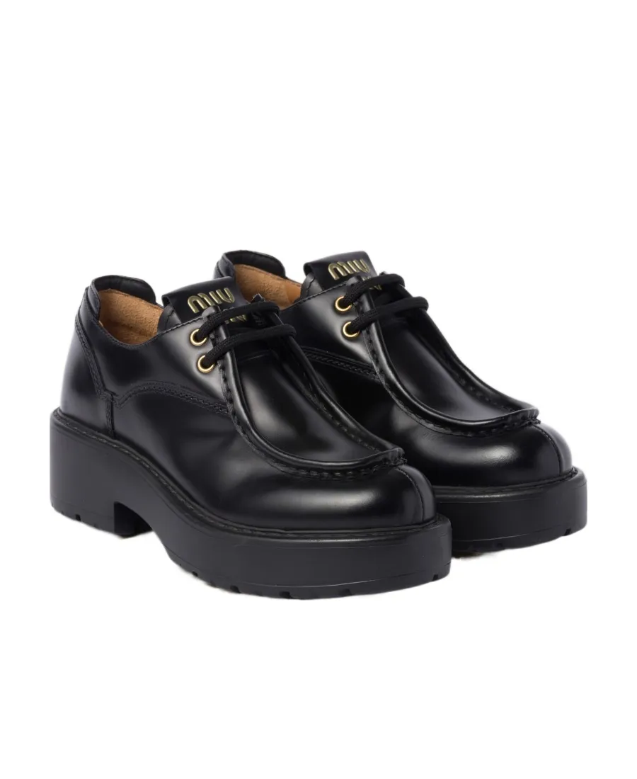 Miu Miu Lace-Up Flat Shoes