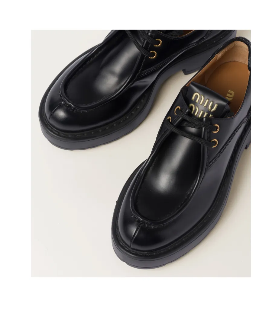 Miu Miu Lace-Up Flat Shoes