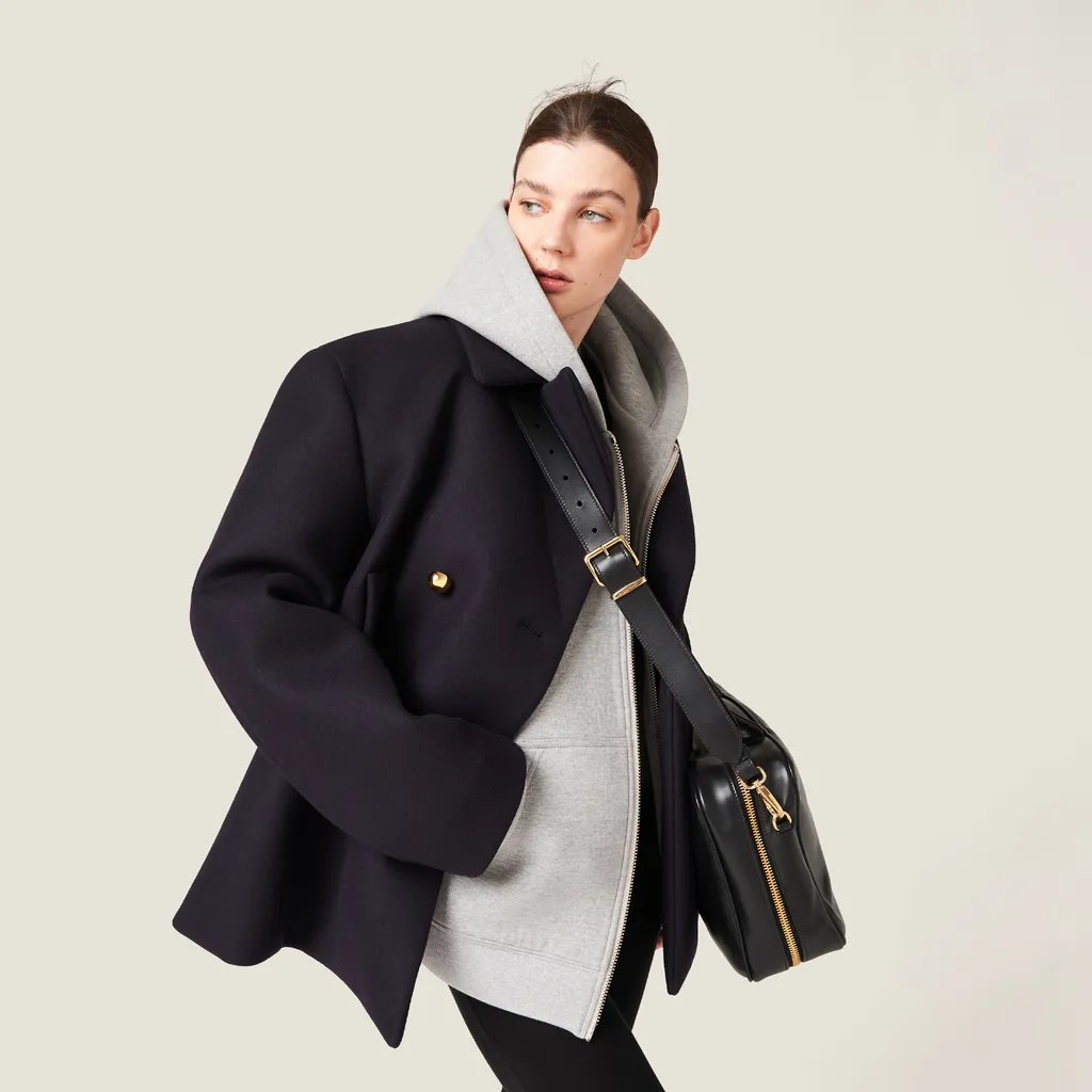 Double-Breasted Cloth Peacoat Jacket