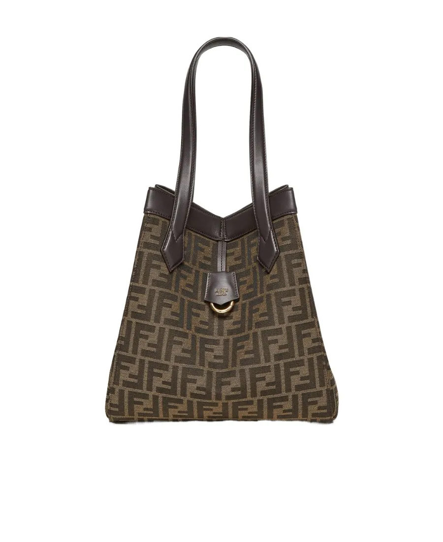 Brown Ff Jacquard Fabric Bag