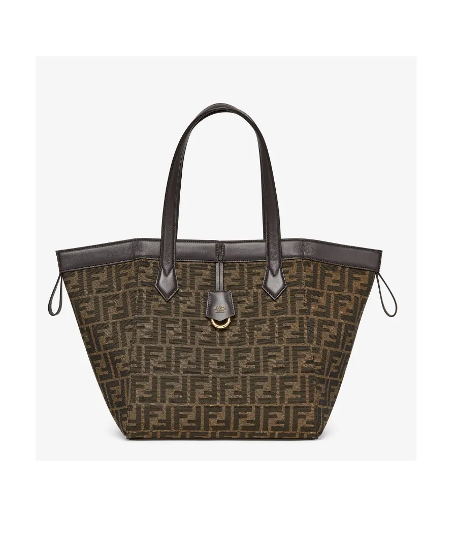 Brown Ff Jacquard Fabric Bag