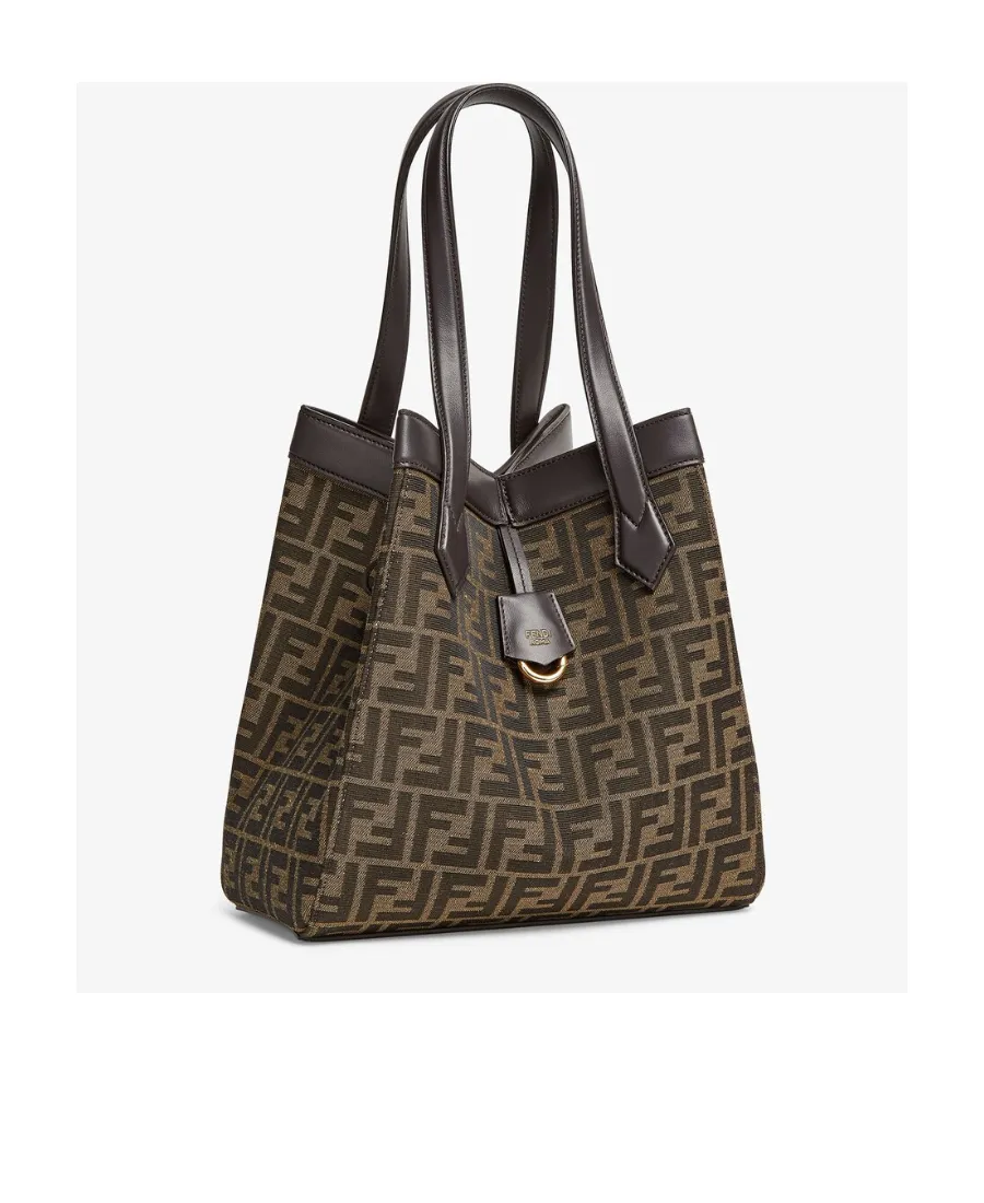 Brown Ff Jacquard Fabric Bag