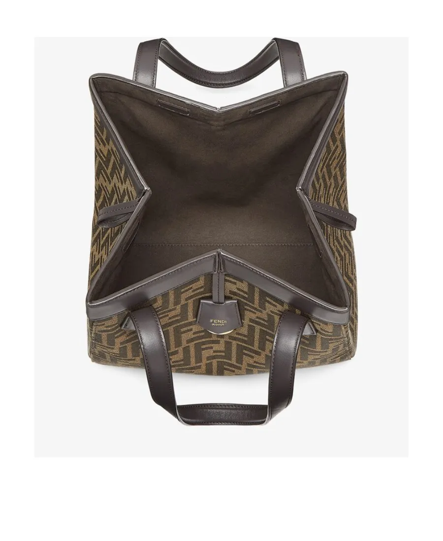 Brown Ff Jacquard Fabric Bag