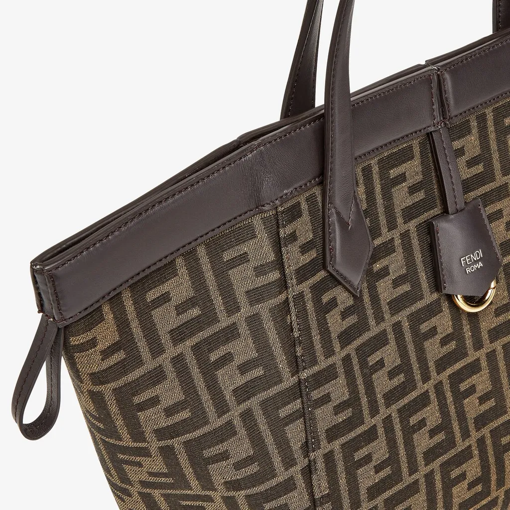 Brown Ff Jacquard Fabric Bag