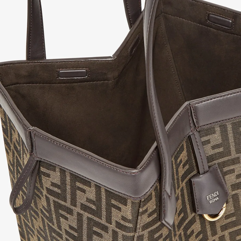 Brown Ff Jacquard Fabric Bag