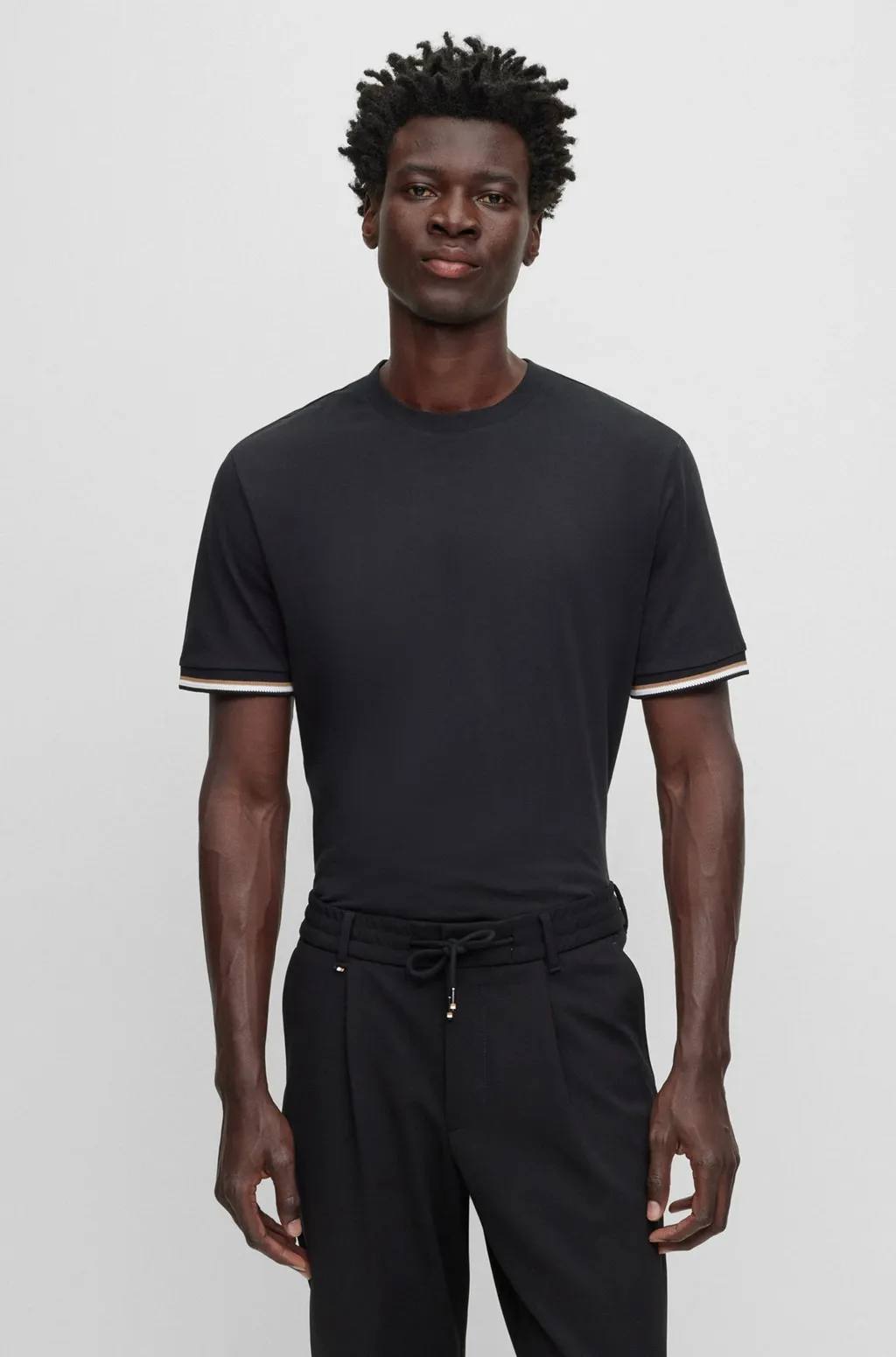 Boss Hugo Boss Stripe-Trim Crewneck T-Shirt