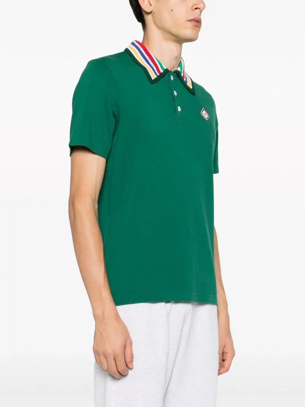 Knitted-Collar Polo Shirt