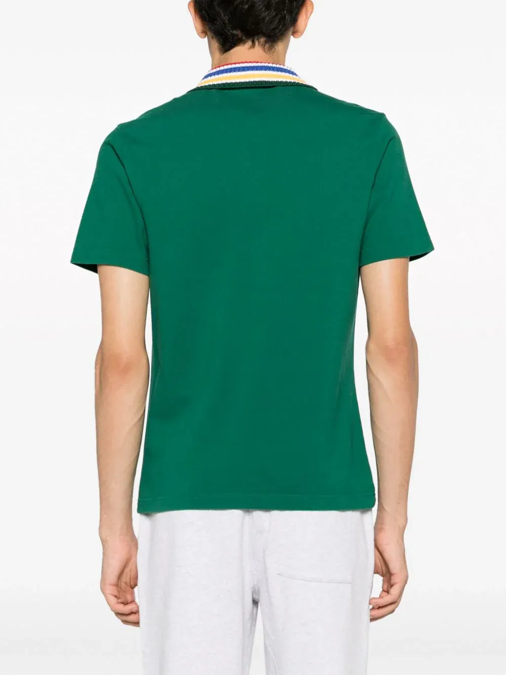 Knitted-Collar Polo Shirt