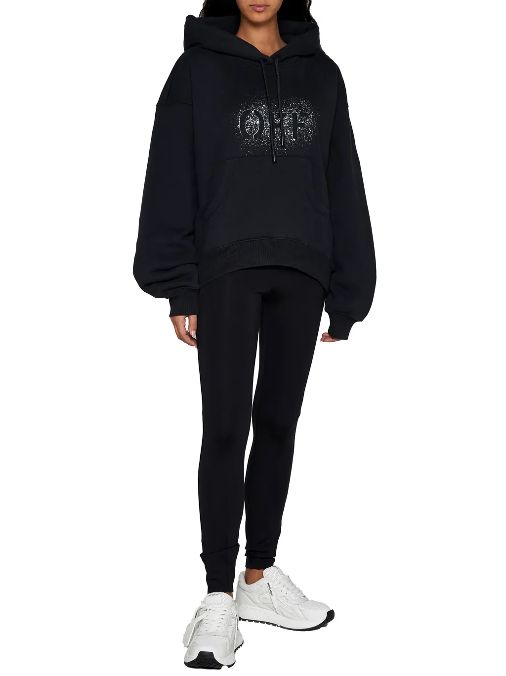 Off-White Drawstring Long-Sleeved Hoodie