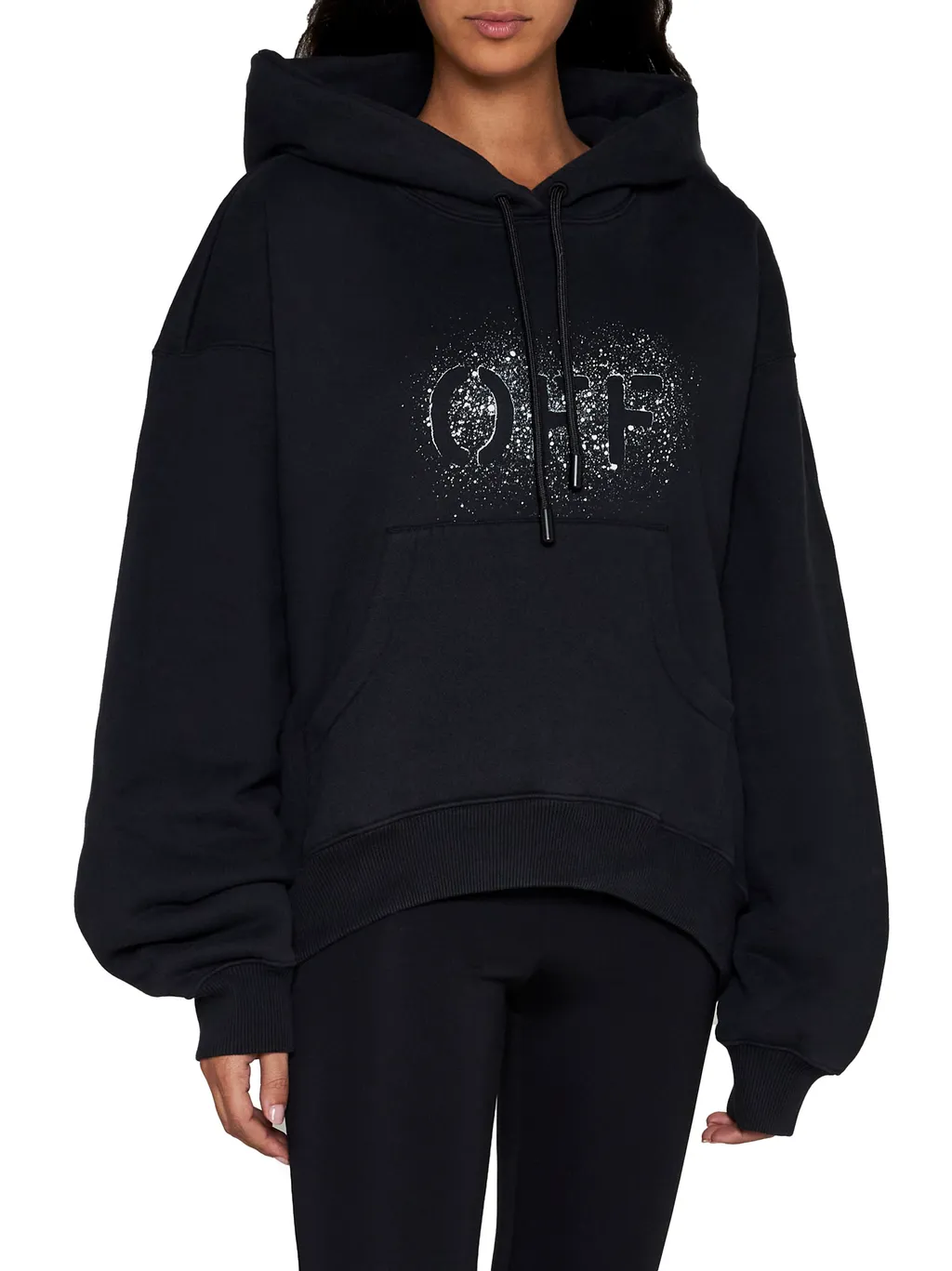 Off-White Drawstring Long-Sleeved Hoodie