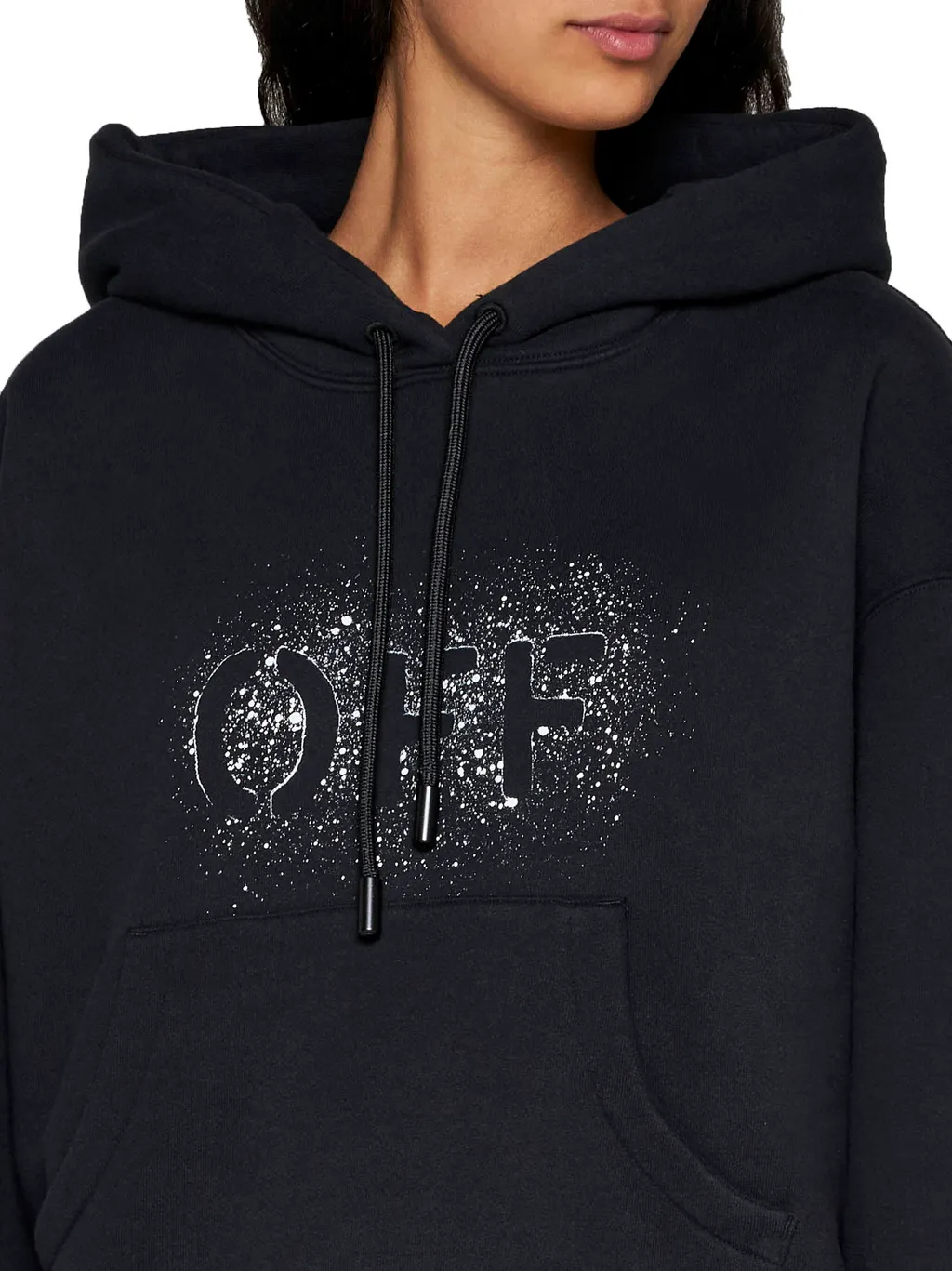 Off-White Drawstring Long-Sleeved Hoodie