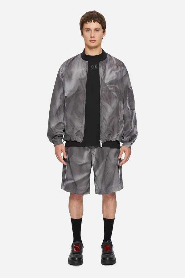 44 Label Group Crinkle Zip-Up Bomber Jacket