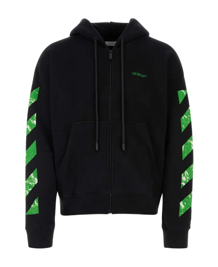 Arrows-Print Zip-Up Cotton Hoodie