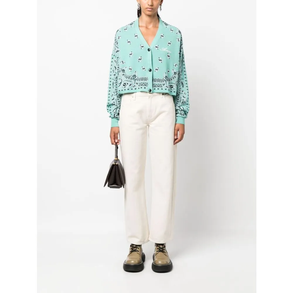 Amiri Logo Embroidered V-Neck Cropped Cardigan