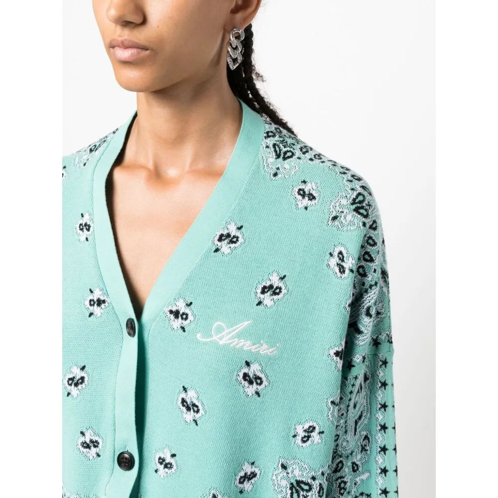 Amiri Logo Embroidered V-Neck Cropped Cardigan