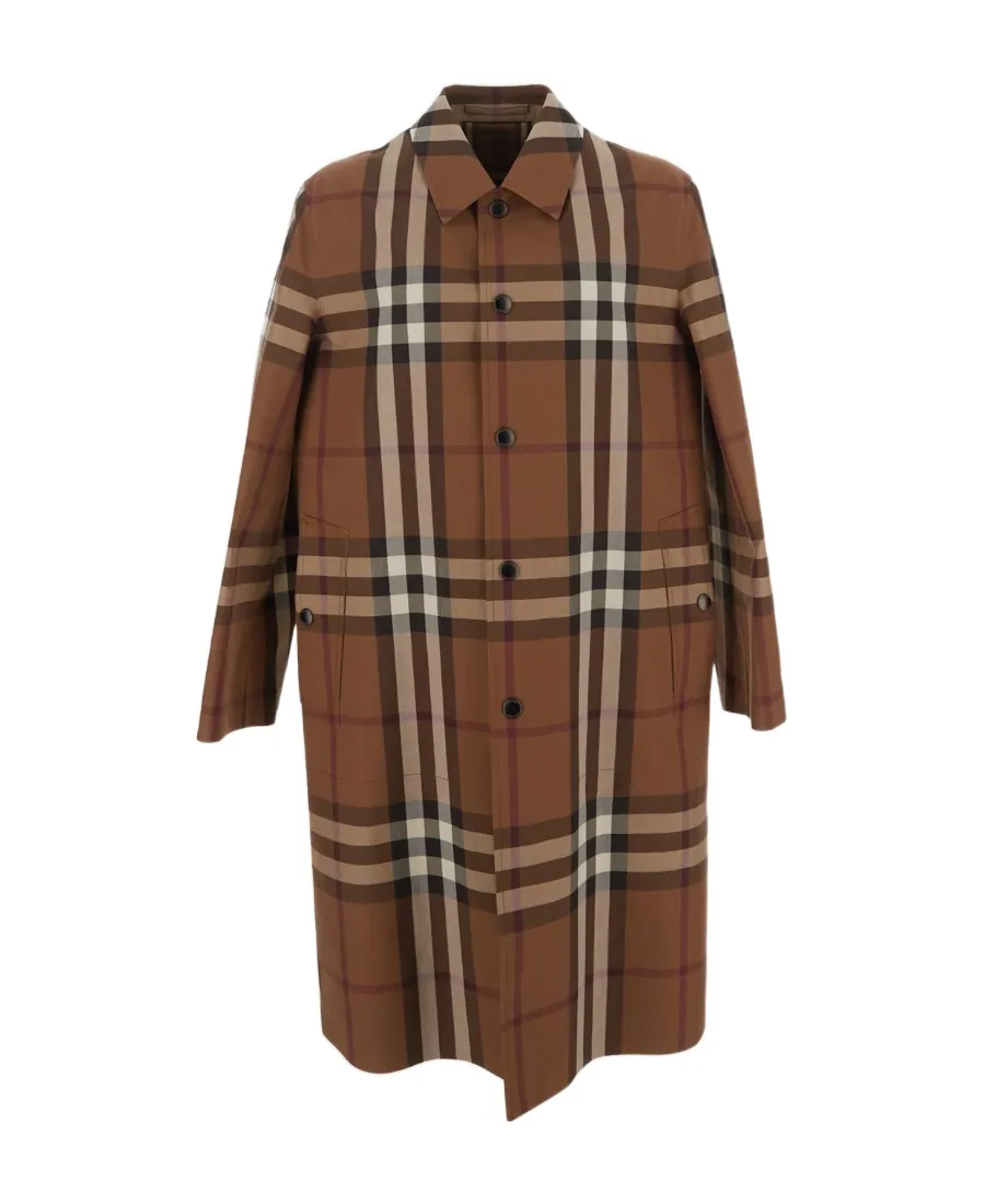 Burberry Single Breasted Checked Coat