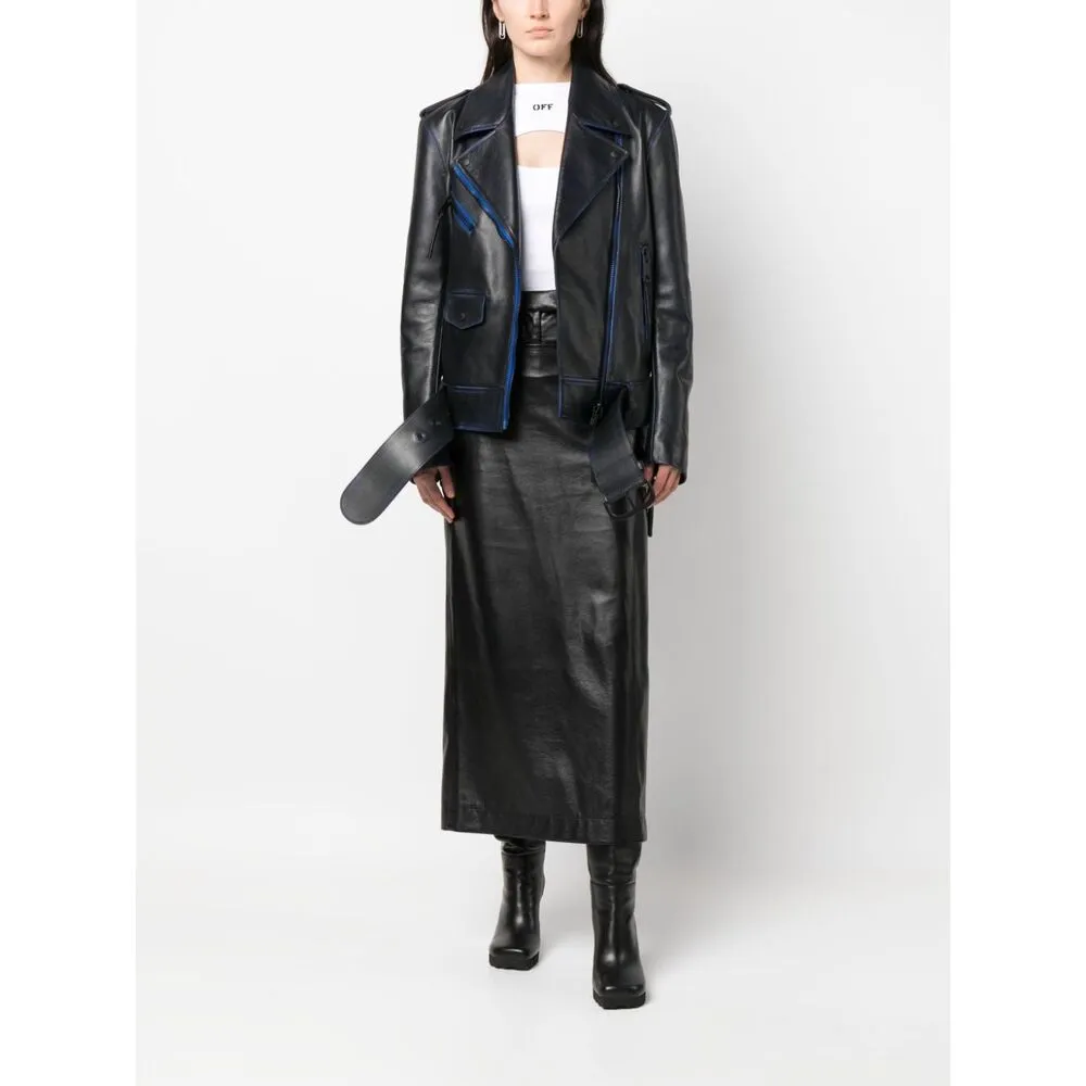 Off-White Belted Leather Jacket