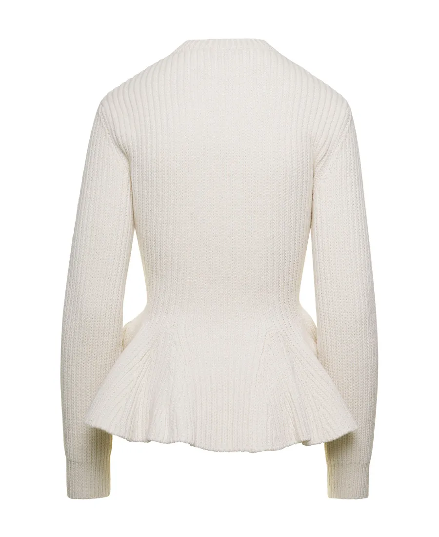 Peplum-Hem Cable-Knit Jumper