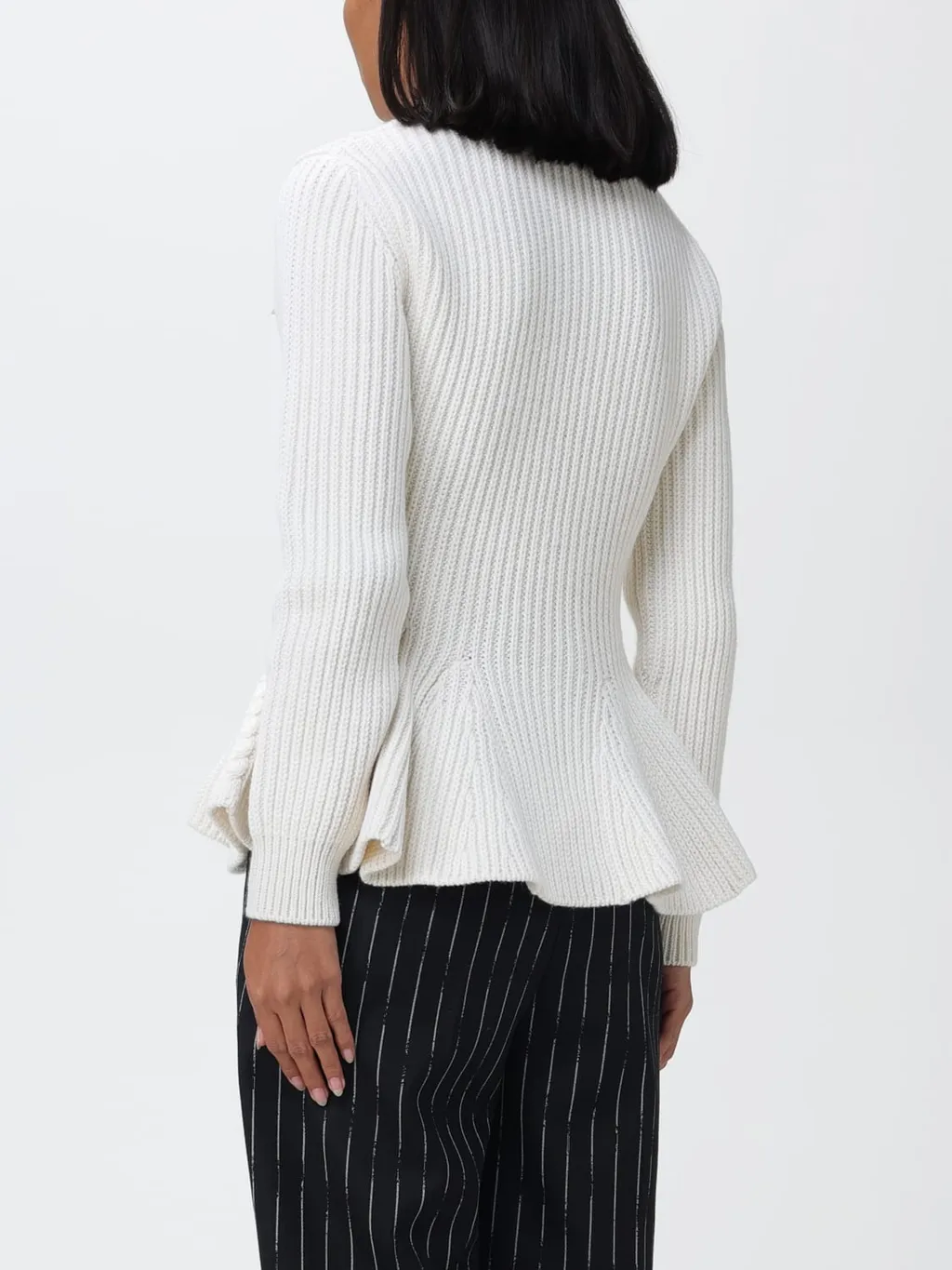 Peplum-Hem Cable-Knit Jumper