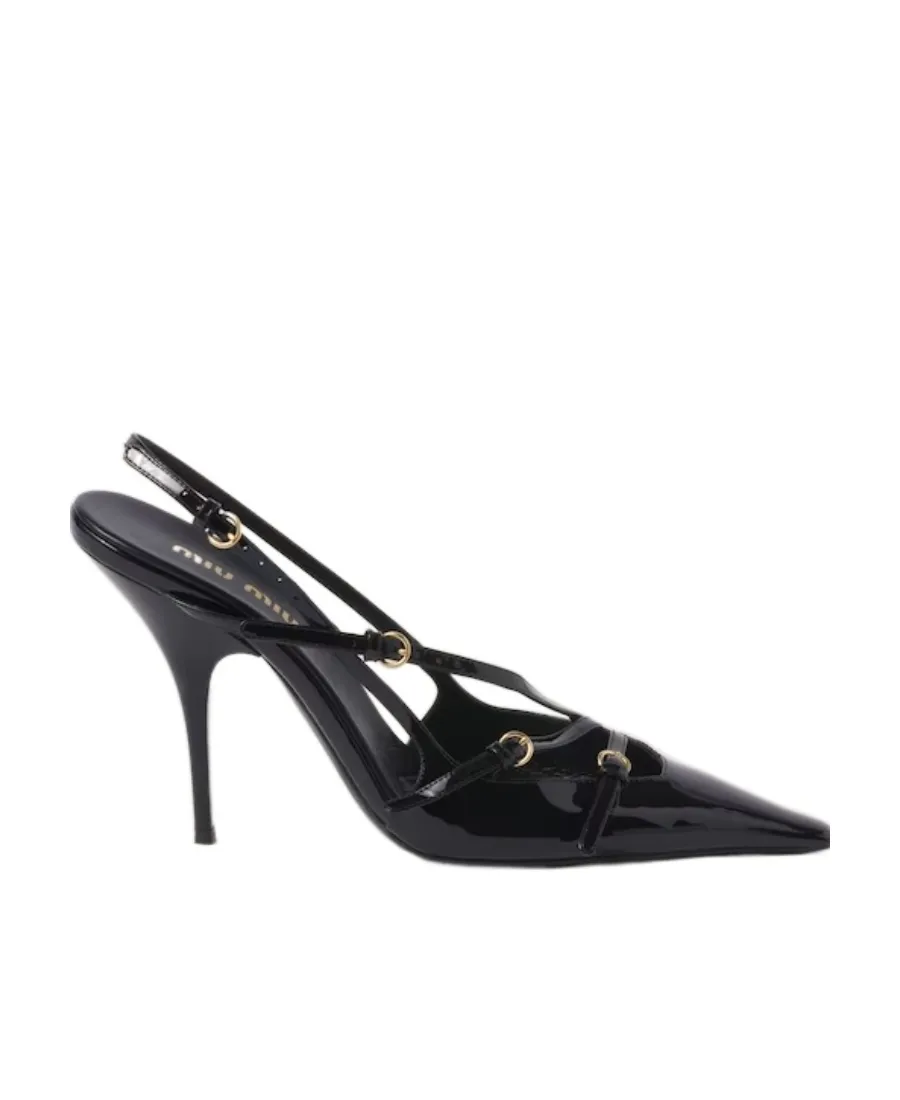 Patent Leather Slingbacks With Buckles