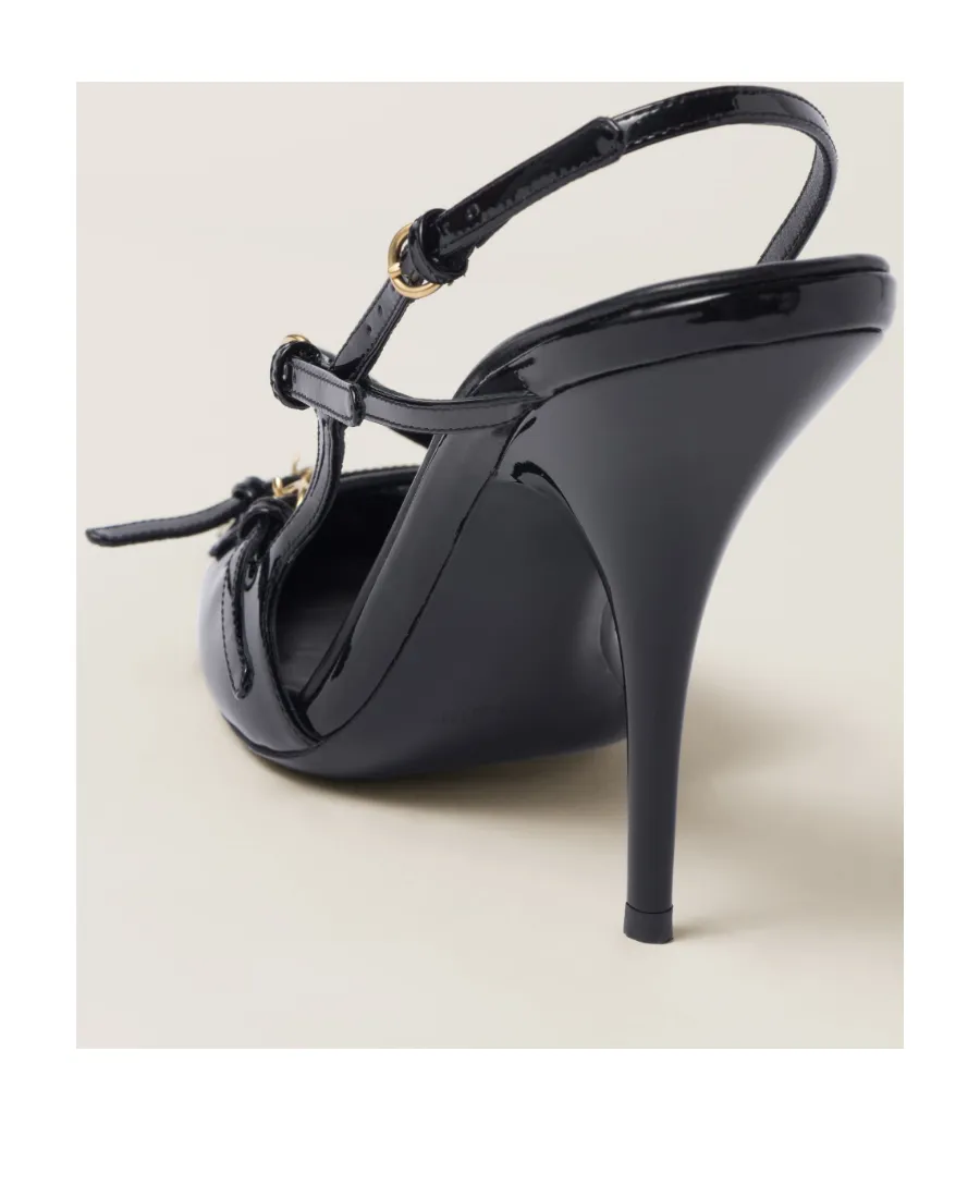 Patent Leather Slingbacks With Buckles