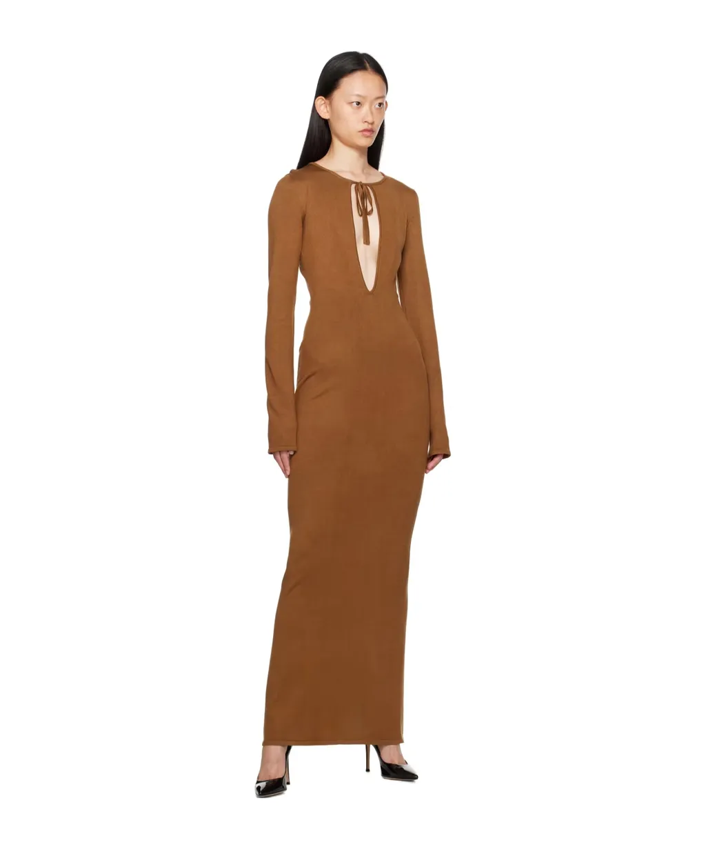 Long-Sleeved Hollow Dress