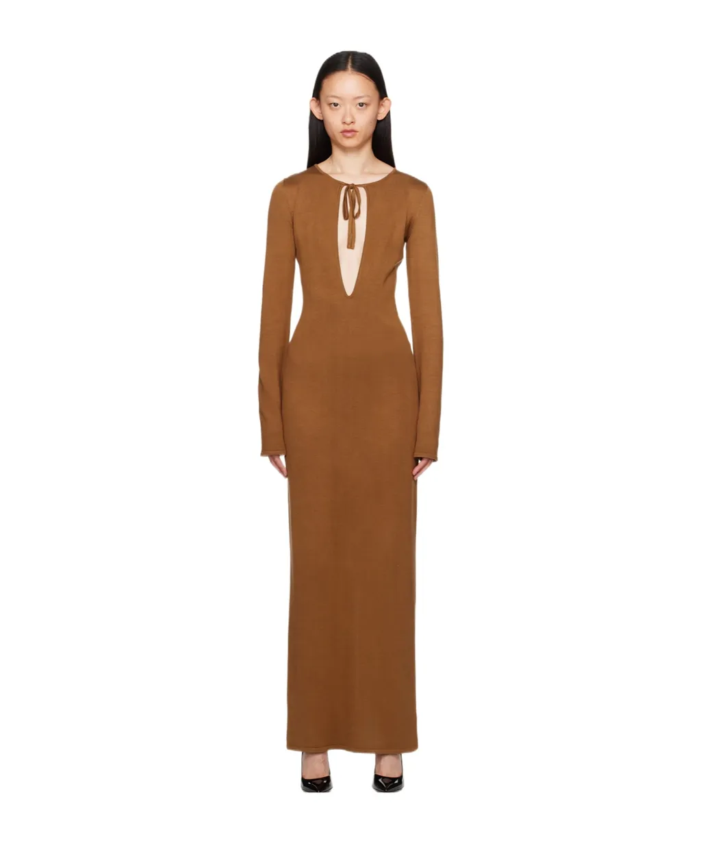 Long-Sleeved Hollow Dress