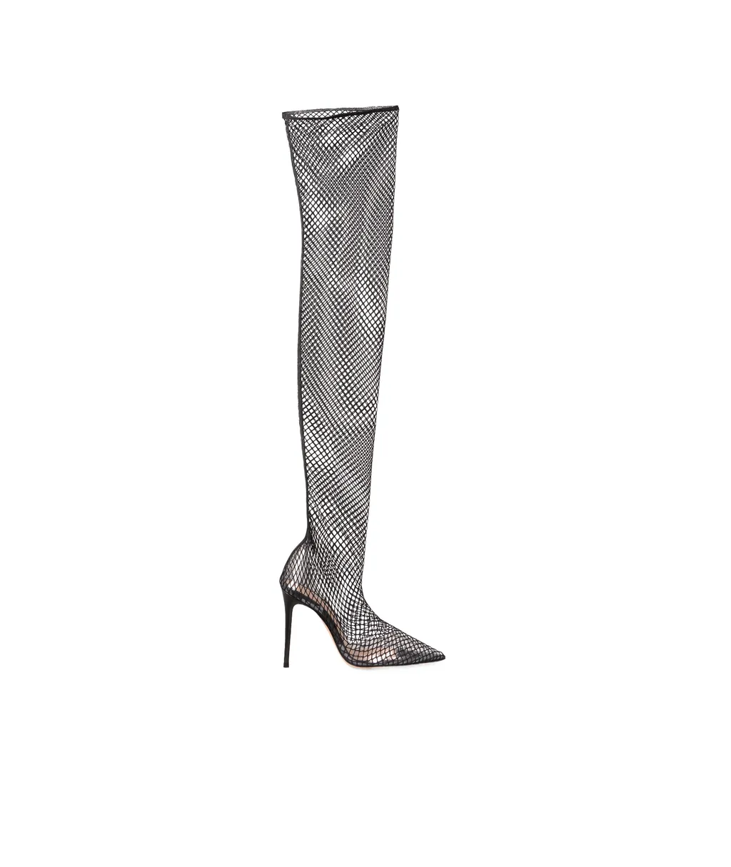 Gianvito Rossi Over-The-Knee Mesh Boots