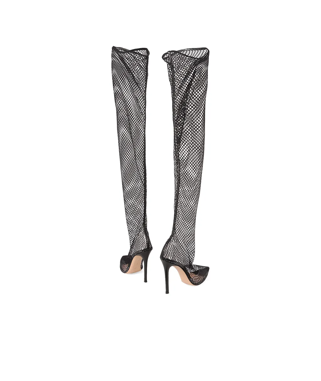 Gianvito Rossi Over-The-Knee Mesh Boots