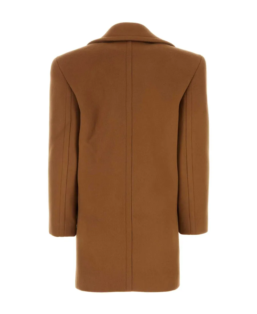 Saint Laurent Double-Breasted Long-Sleeved Coat