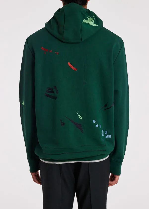 Embroidered Paint-Splatter Cotton Hoodie