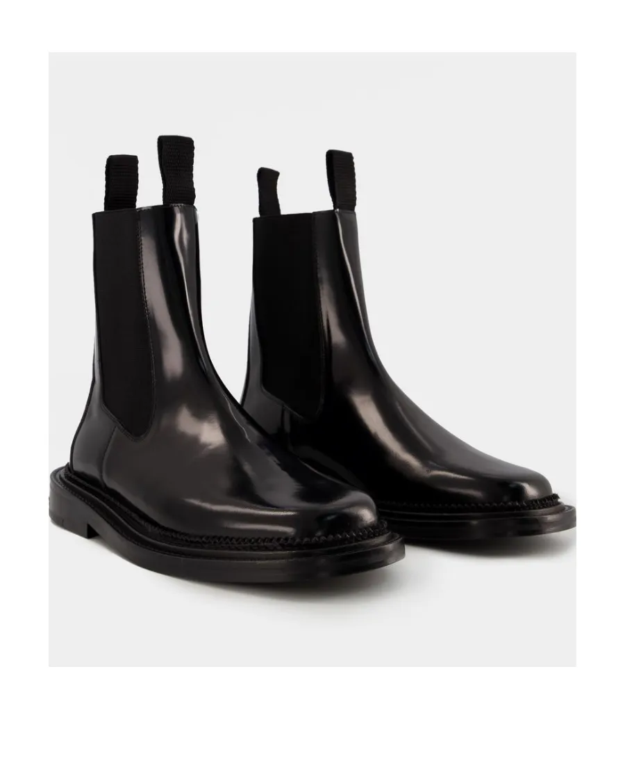Stud-Embellished Leather Ankle Boots