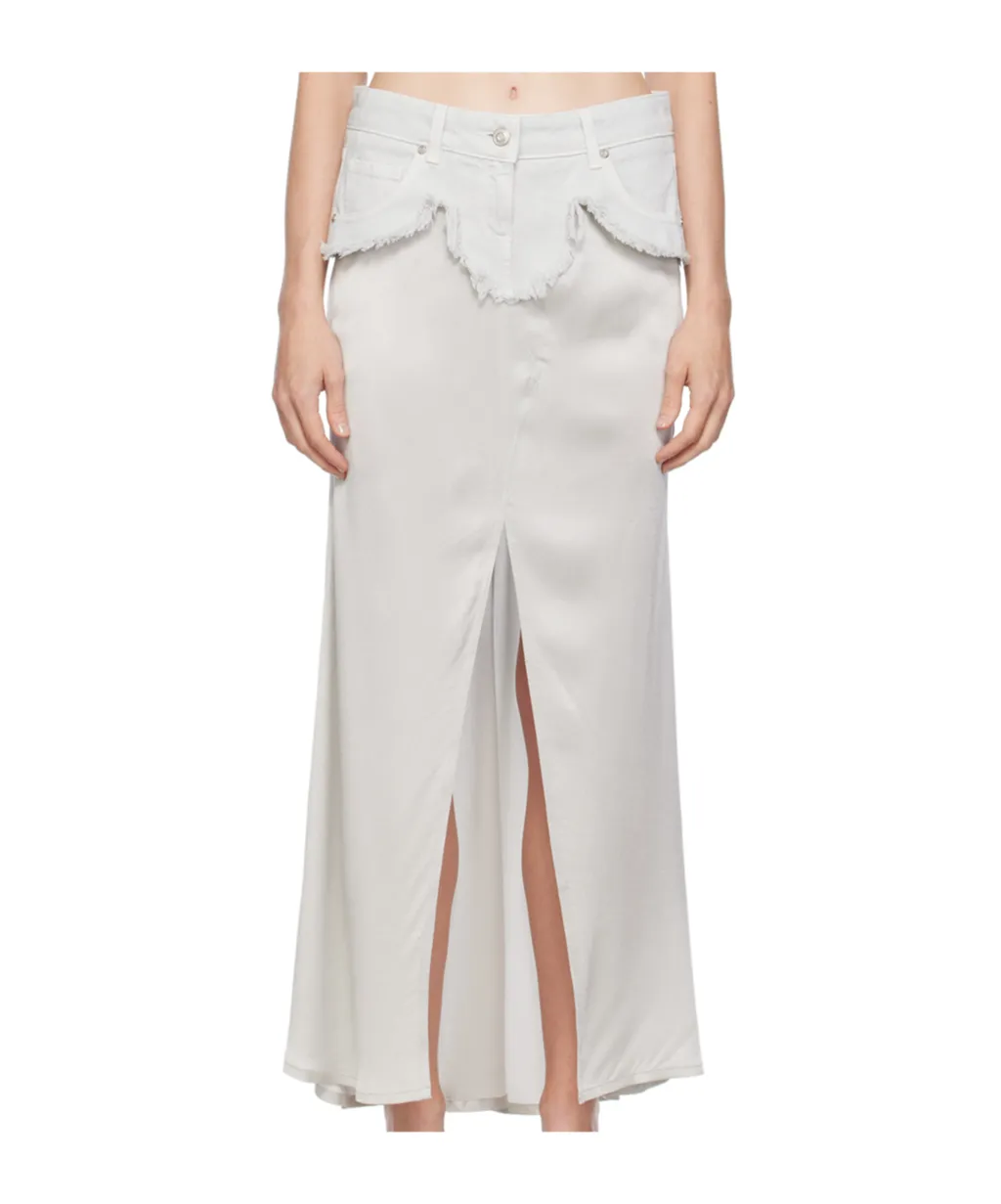 Laminated Split Front Skirt