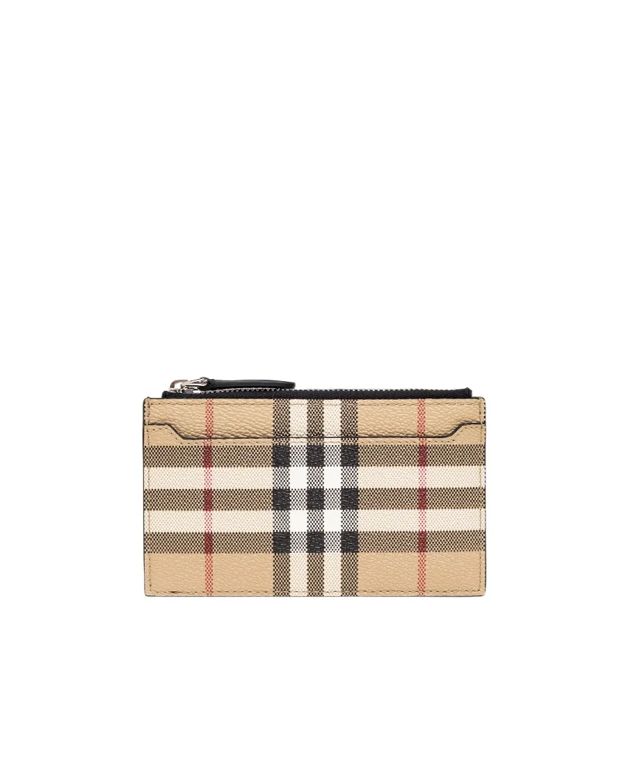 Burberry Checked Zipped Card Holder